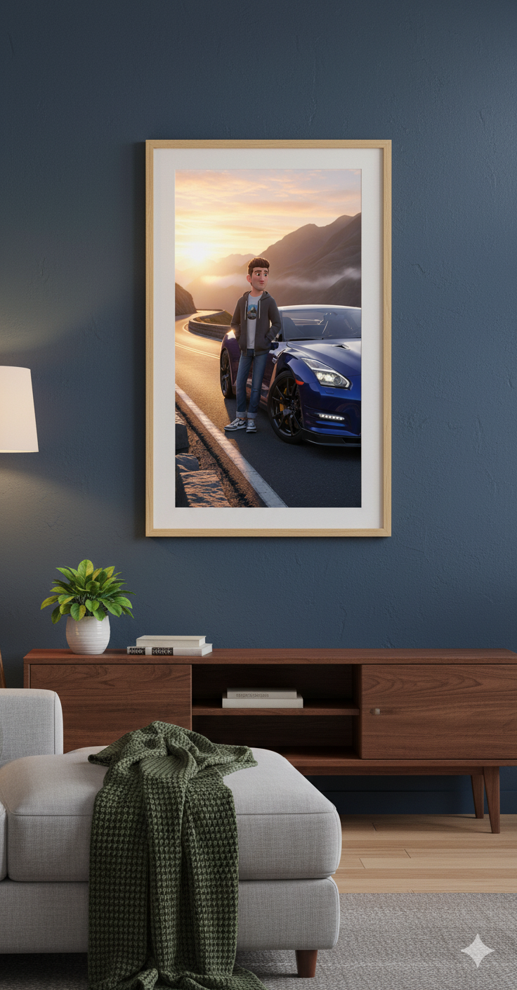 Custom Car & Character Portrait Physical Poster| Your Car, Your Style, Your Story