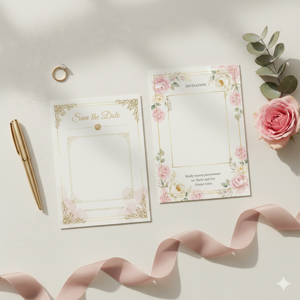 Wedding Invitation + Save the Date Set  | Elegant Matching Digital Bundle