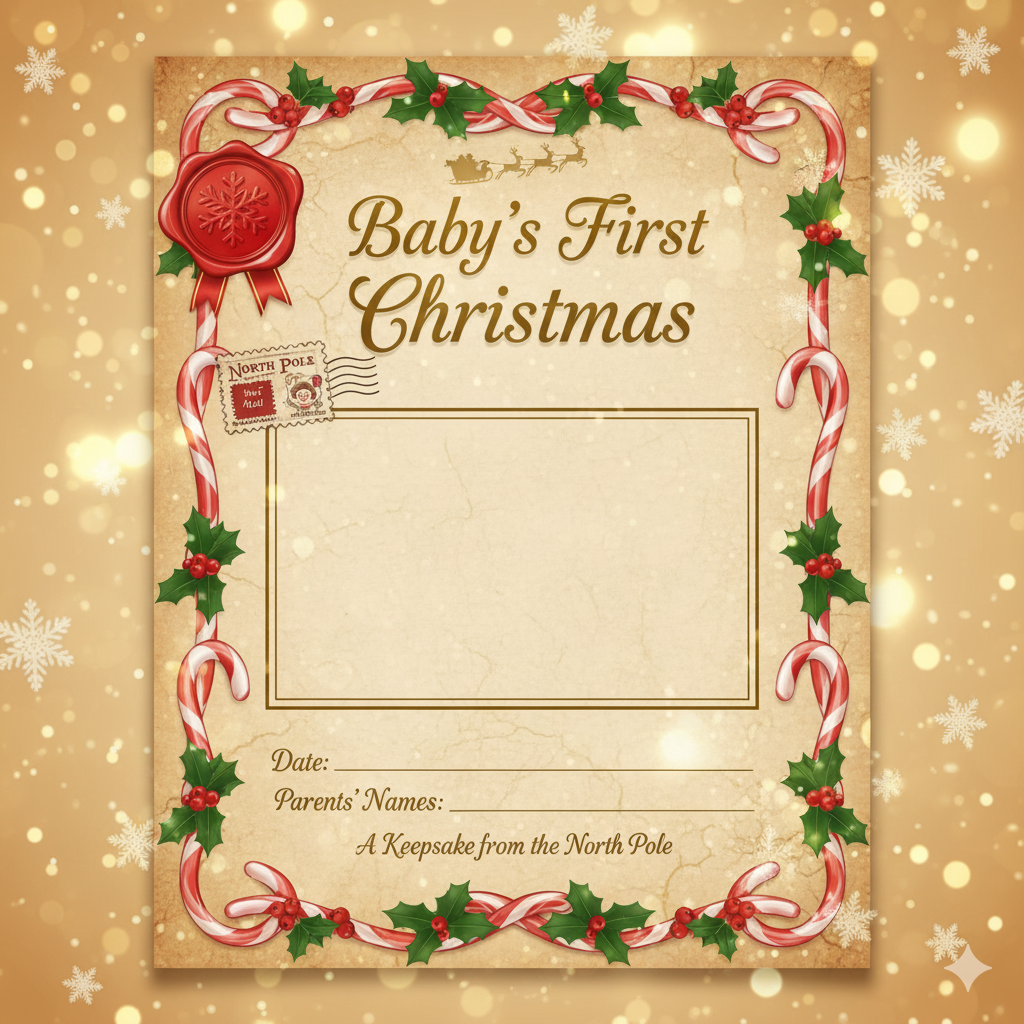 Baby’s First Christmas Certificate  | Personalized Keepsake | Digital & Printed